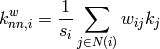 k_{nn,i}^{w} = \frac{1}{s_i} \sum_{j \in N(i)} w_{ij} k_j